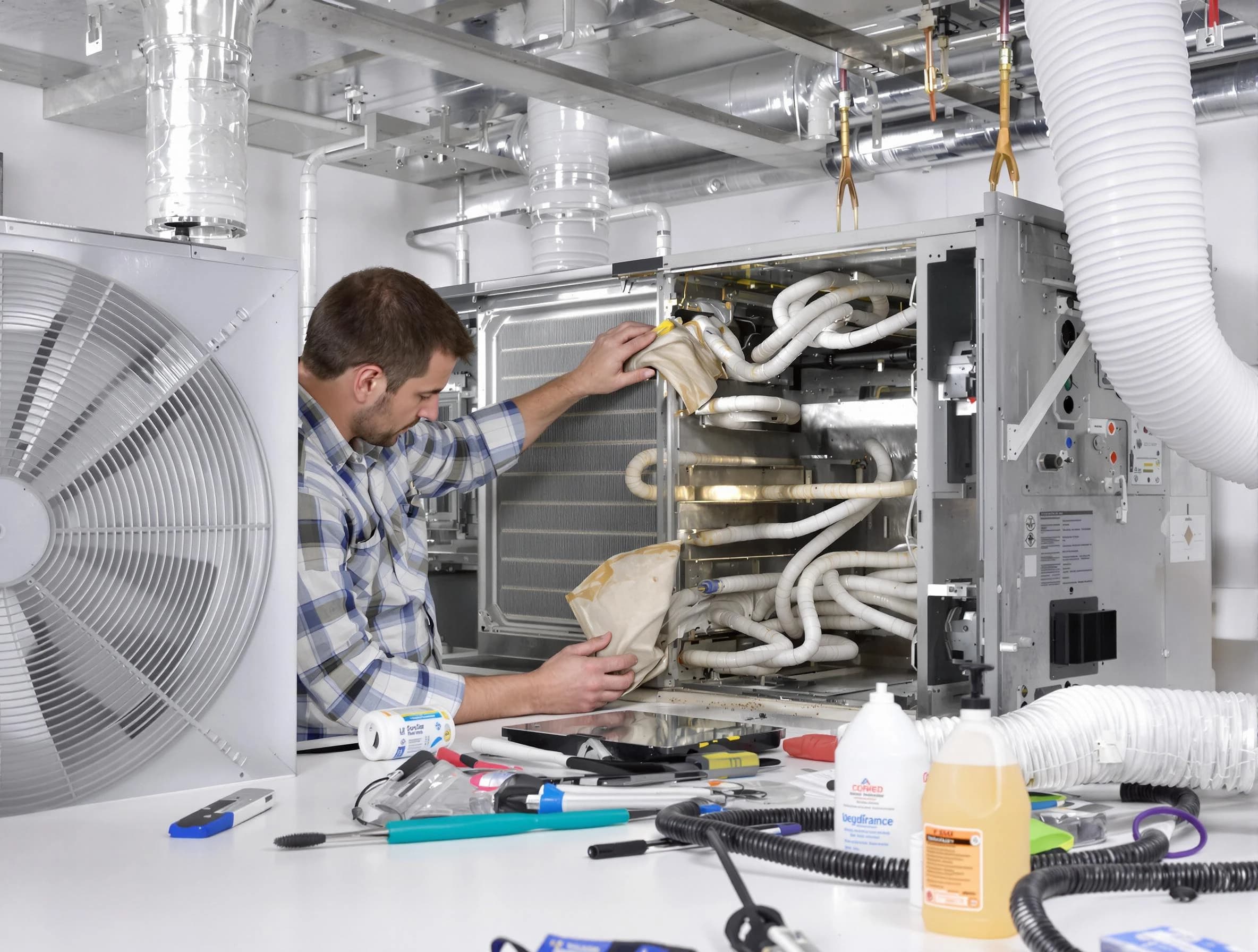 Plum Air Duct Cleaning specialist performing precision AC coil cleaning in Plum