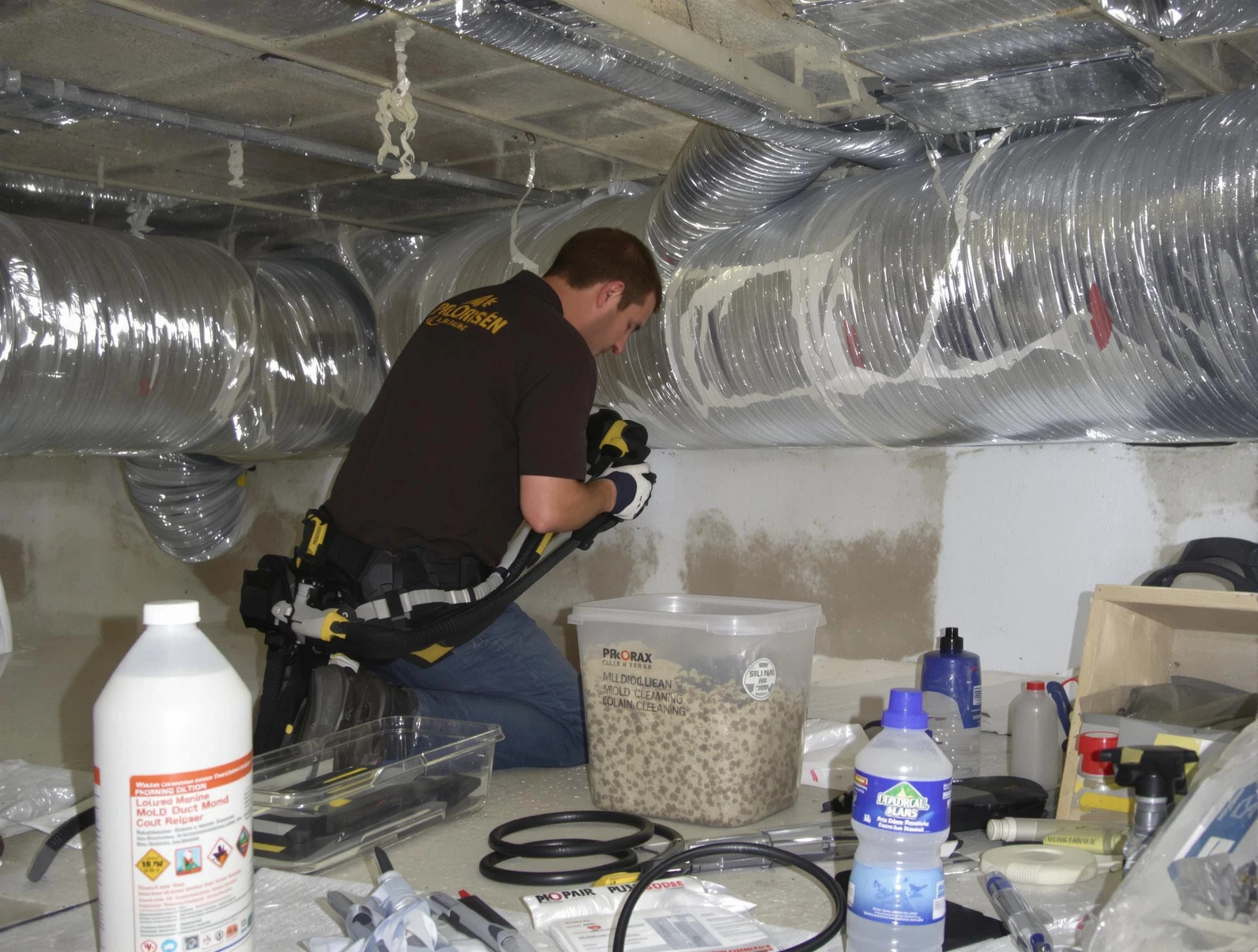 Plum Air Duct Cleaning specialist performing professional mold removal from air ducts in Plum