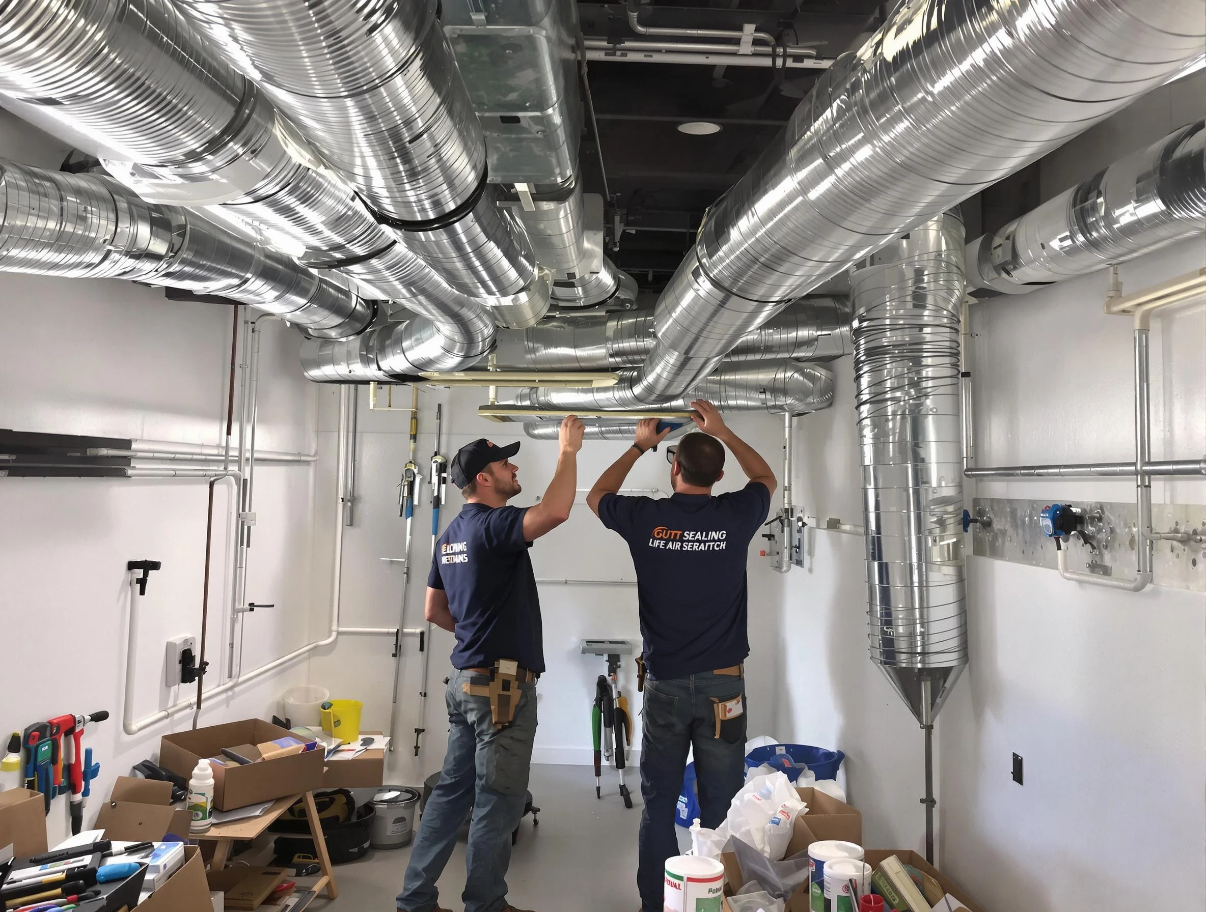 Plum Air Duct Cleaning technician applying professional duct sealing solutions in Plum
