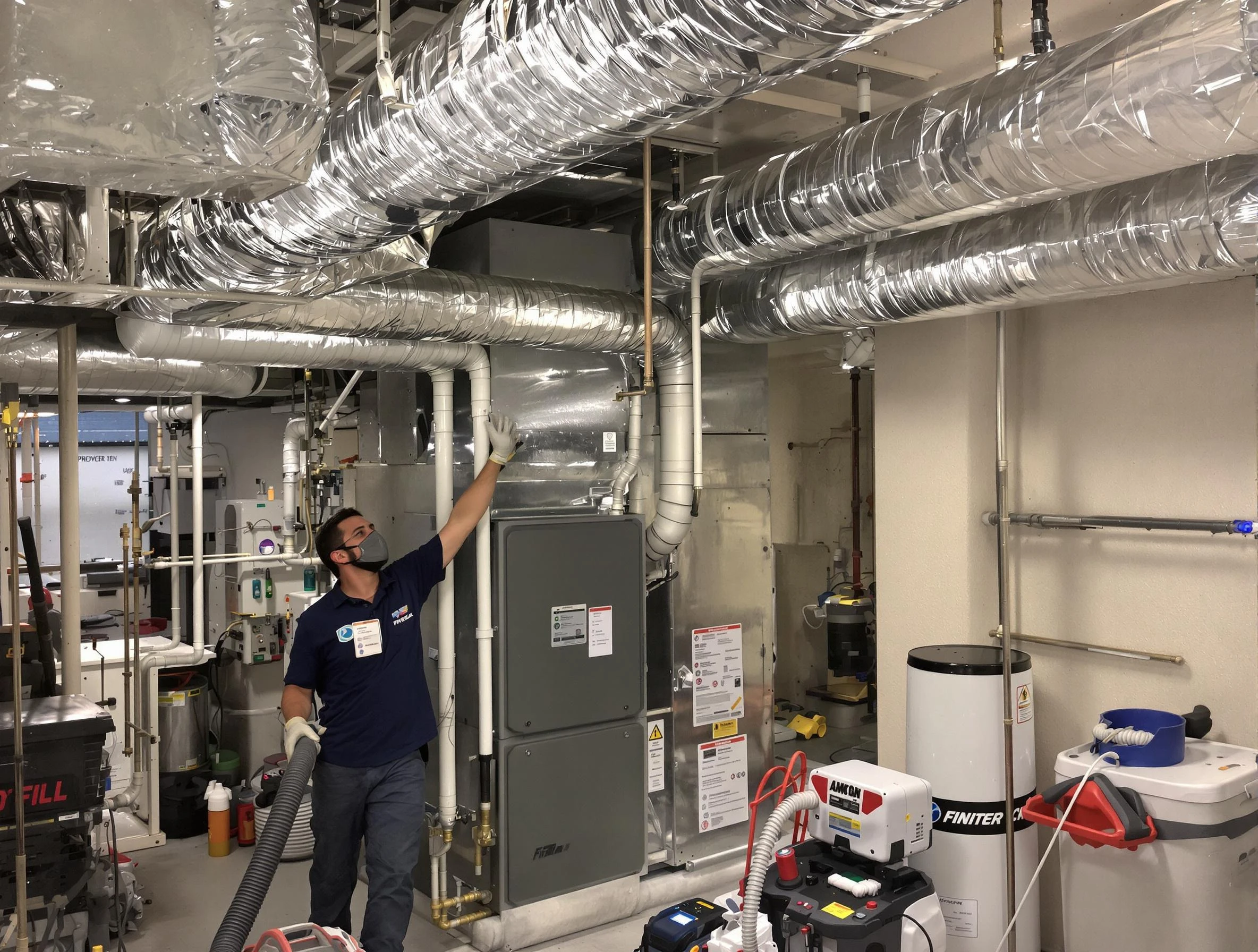 Plum Air Duct Cleaning specialist performing thorough furnace duct cleaning in a Plum residence