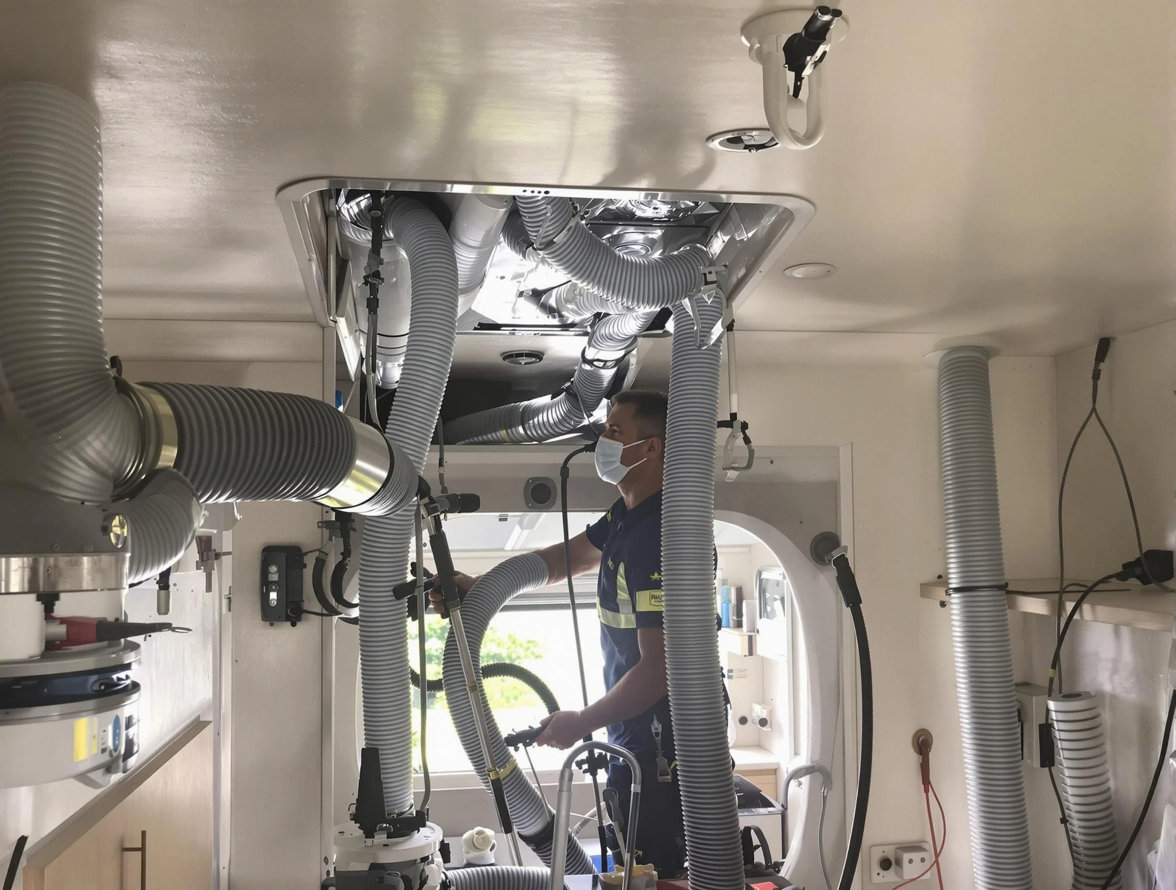 Plum Air Duct Cleaning specialist performing precise mobile home duct cleaning in Plum