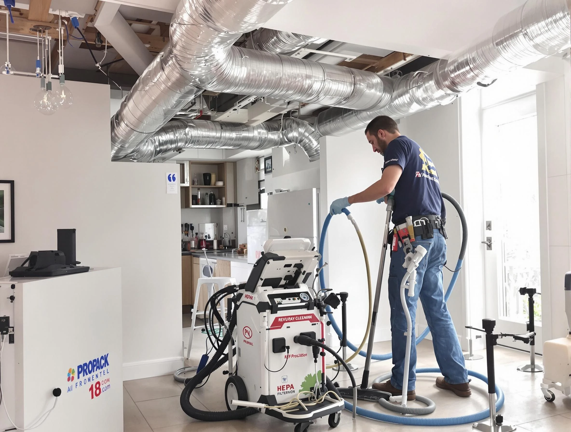 Plum Air Duct Cleaning technician performing advanced pure duct cleaning with specialized equipment in Plum